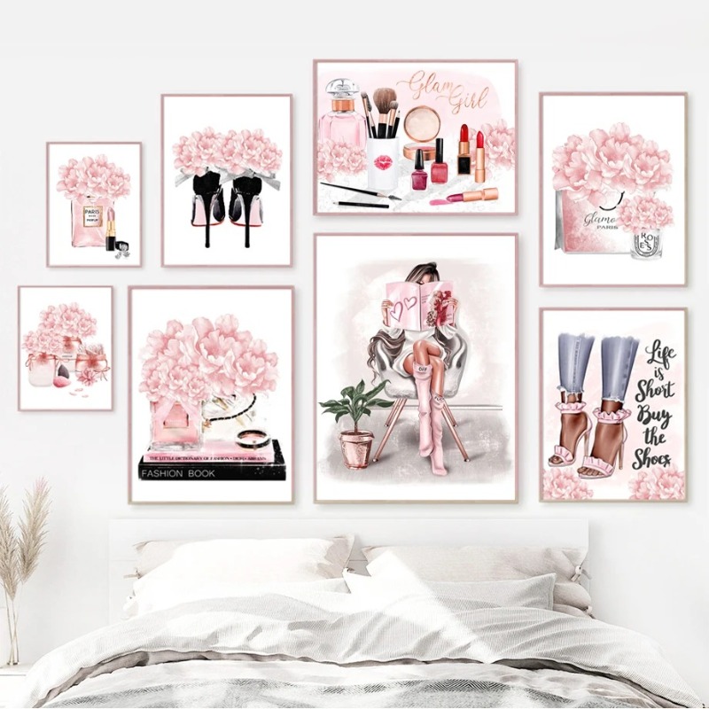 ภาพวาดบนผ้าใบลายดอกไม้สีชมพู น - Perfume Villa Fragrance บทวิจารณ์และราคา